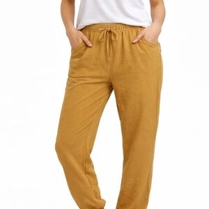 NYC Mustard Joggers with Drawstring